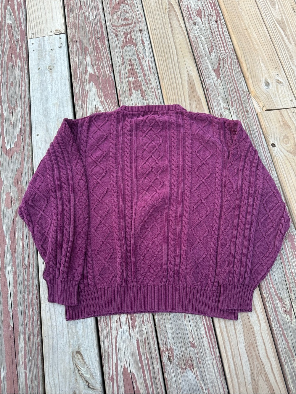 Vintage Pendleton Women's Cable Knit Sweater - Berry - Picture 3 of 5